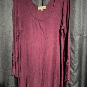 Pink Republic Maroon Lace Sleeve Tunic